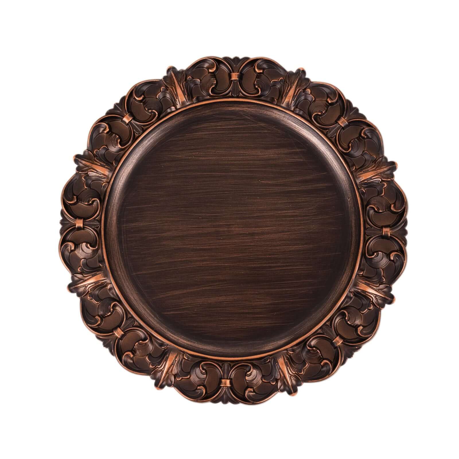 6-Pack Acrylic Charger Plates 13" Round Dark Brown with Aristocrat Retro Baroque Rim - Ornate Plastic Decorative Chargers - Image 4